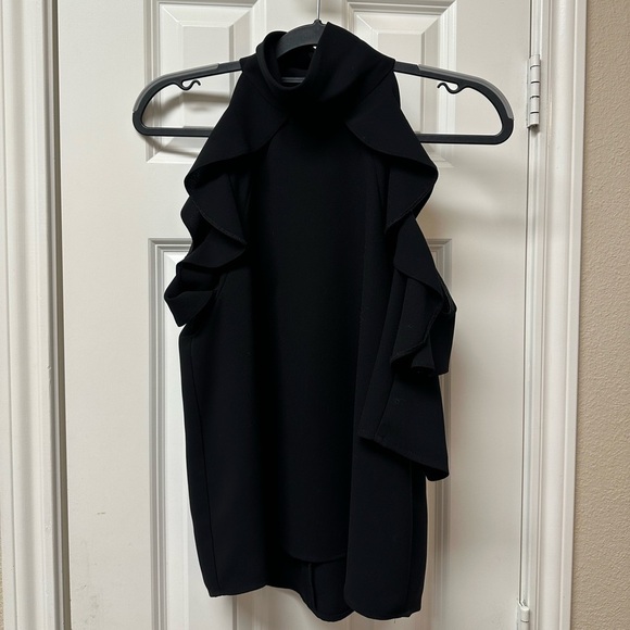 Topshop Tops - Black TopShop Halter Neck Ruffled Blouse‎ size 4